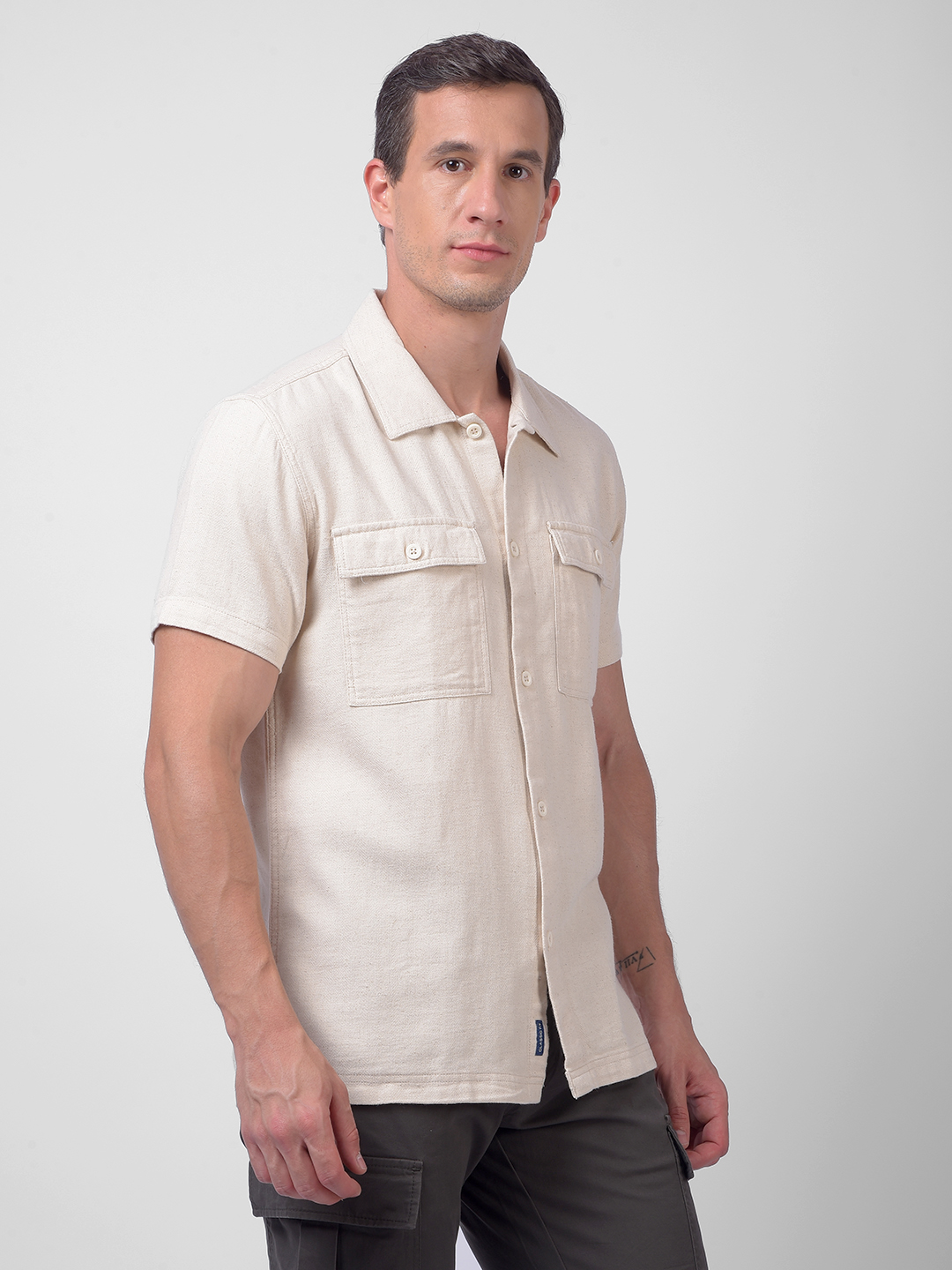 Numero Uno Men Beige Linen Regular Fit  Shirt